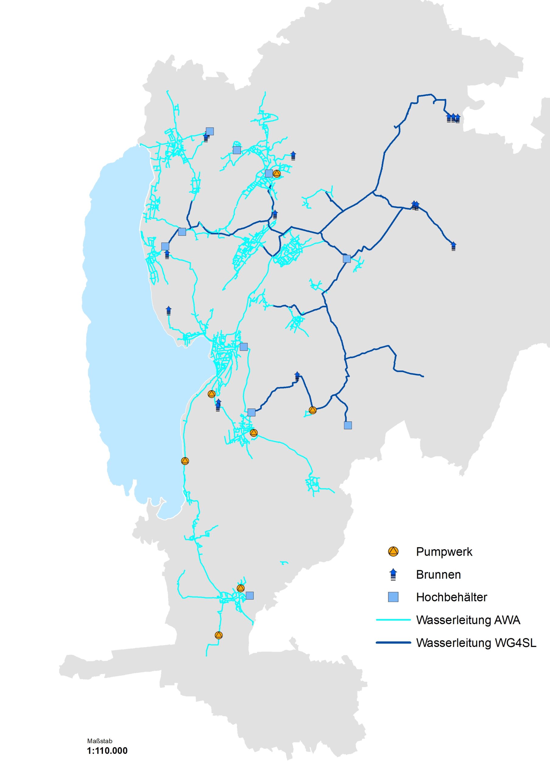 Übersichtskarte Wasserversorgungsnetz